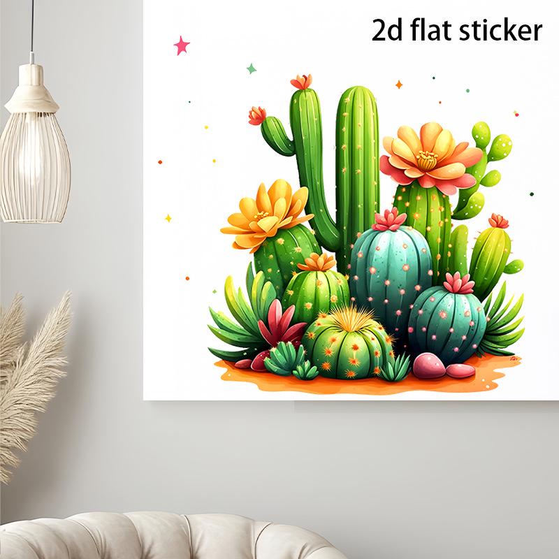 PVC Daisy Cactus Wall Sticker for Bedroom or Children's Room