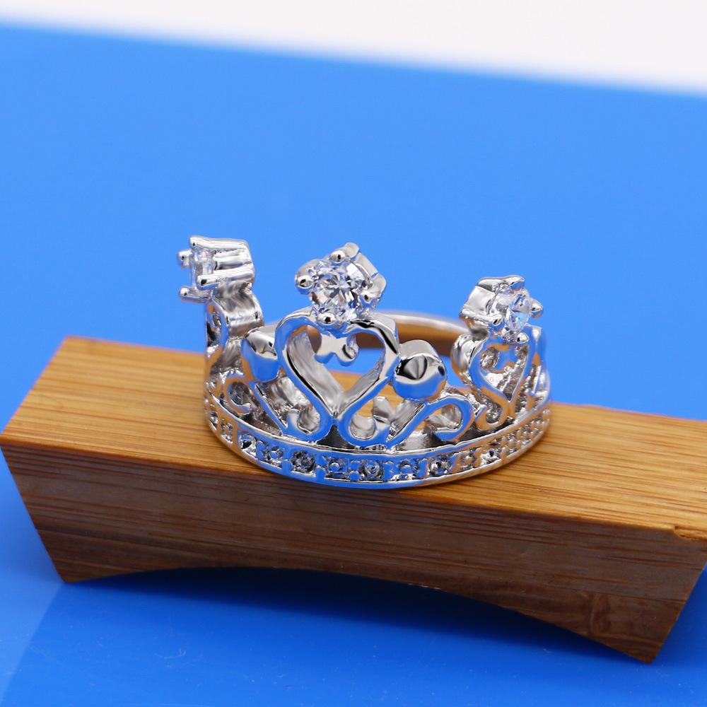 Zircon Crown Ring Women'S Temperament Index Finger Ring Electro/White Gold Jewelry
