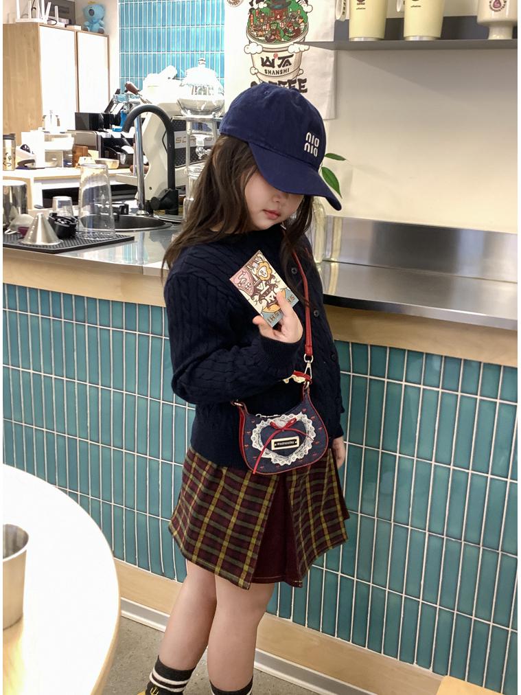 Mini Borsa a Spalla in Denim con Fiocco di Pizzo Coreano per Donne e Bambini - Collezione Autunno/Inverno 2025