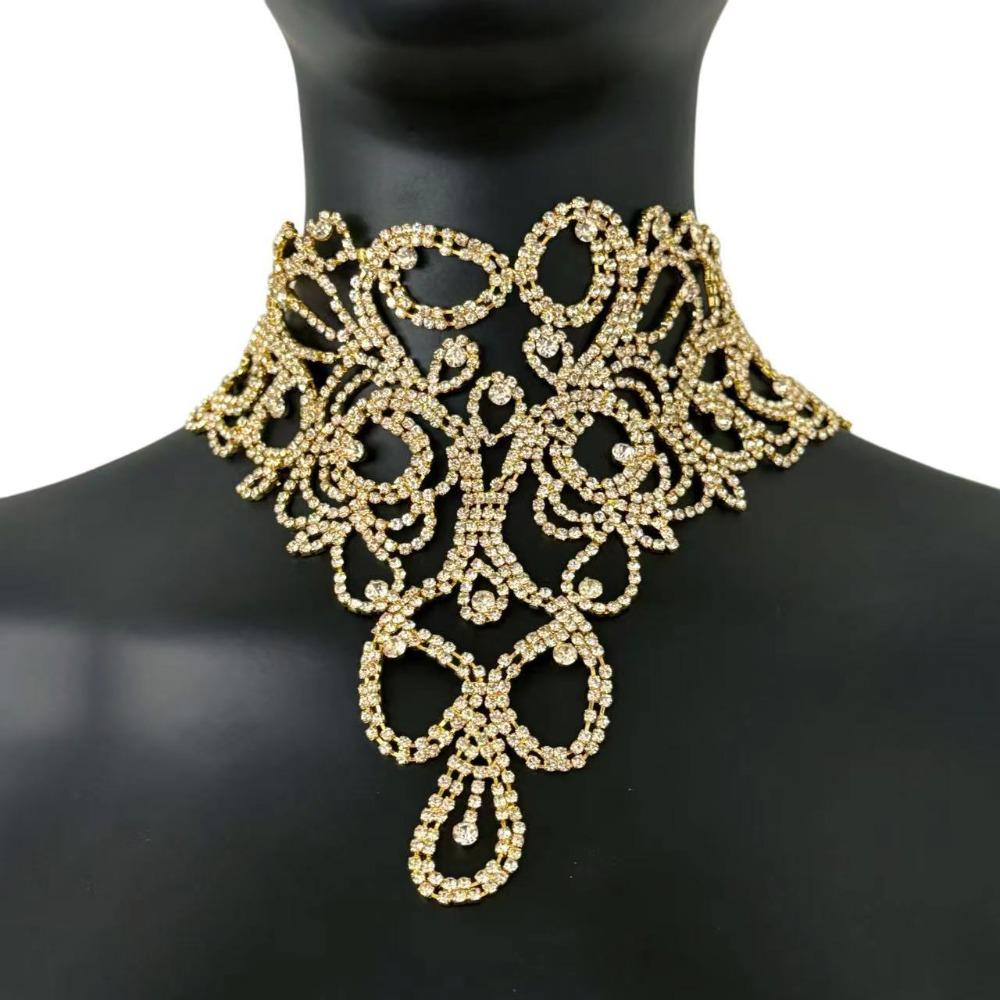 Rhinestone Rhinestone Necklace Gold Silver Choker Necklace Fashionable Crystal Necklace for Women