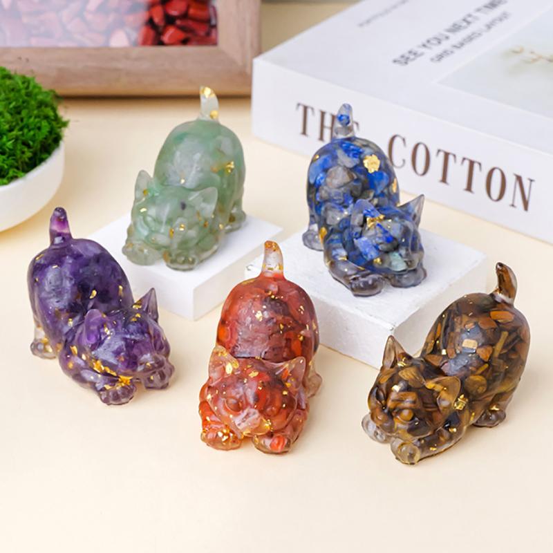 Katze Traditionelle Desktop-Dekoration Wohnaccessoires Tee-Haustier Sammlung Skulptur Handwerk