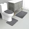 1 Set Einfarbige Schlichte Badezimmer Wasserabsorbierende und Rutschfeste Bodenmatte Steinmuster, Bequem und Weich, Dreiteiliges Set
