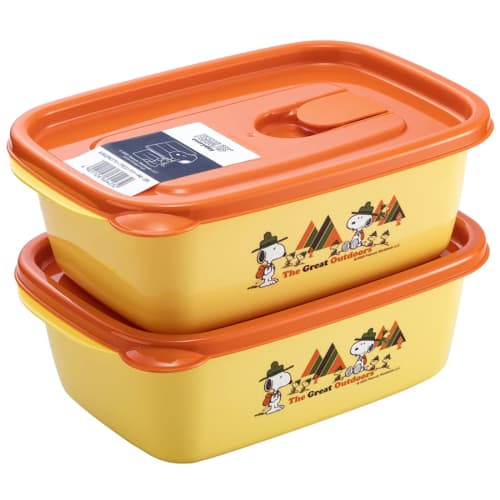 Iwasaki Industries Snoopy Storage Container with Flap, 940 (Set of 2)