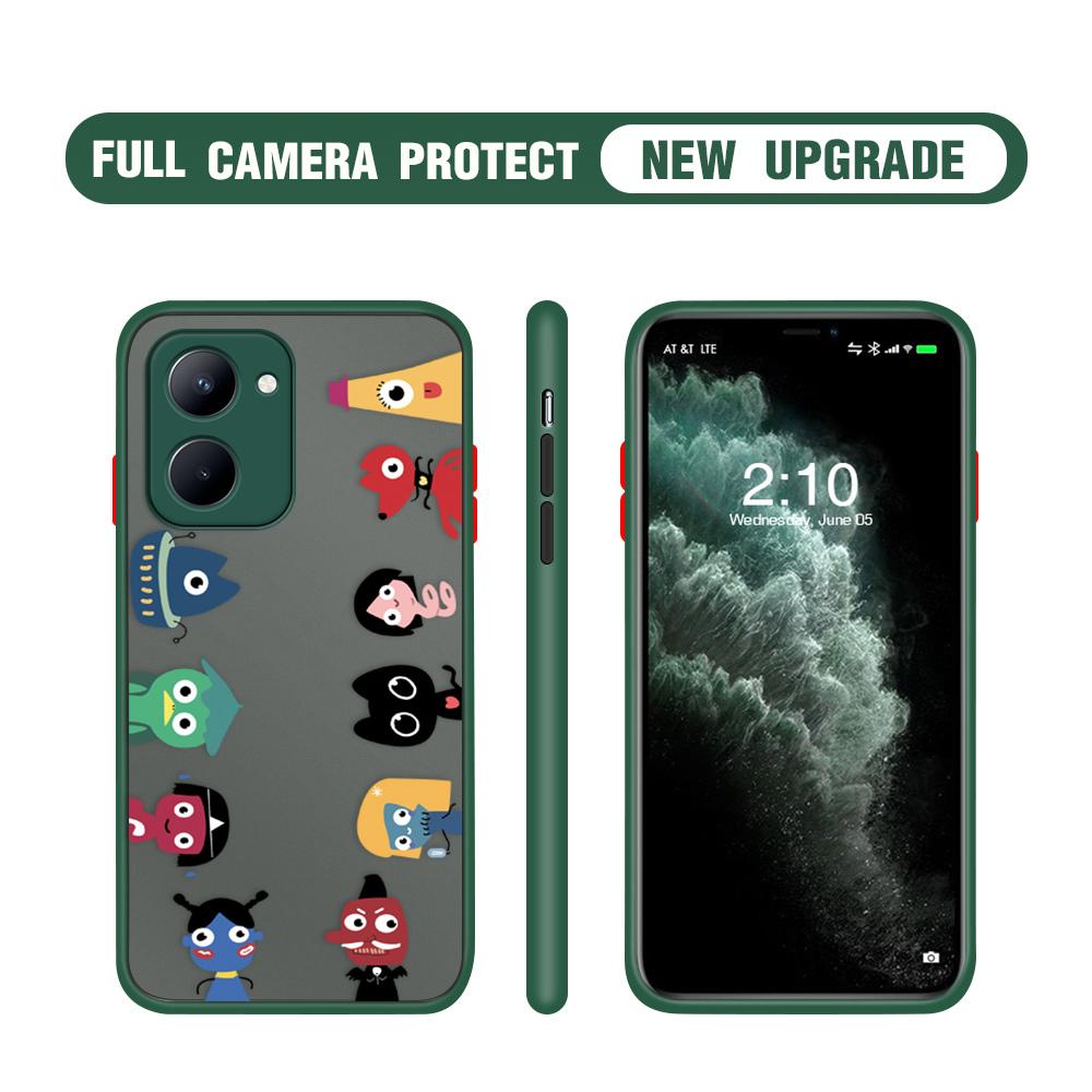 Cartoon Little Monster Phone Case for iPhone 14 13 12 11 Pro Max Samsung Galaxy S20 FE A52 S23 Infinix Slim Matte Back Cover Lens Protection Cases