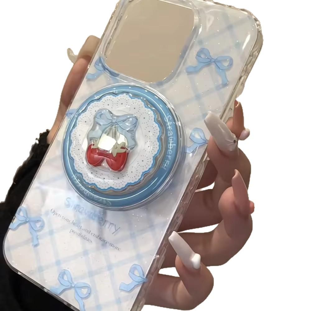 Korean Butterfly Strawberry Magnetic Phone Holder, Strong Suction, Portable, Female N52.