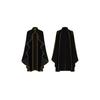 Women's Velvet Cape Coat with Stand Collar and Gold Trim Button Front for Halloween Costume