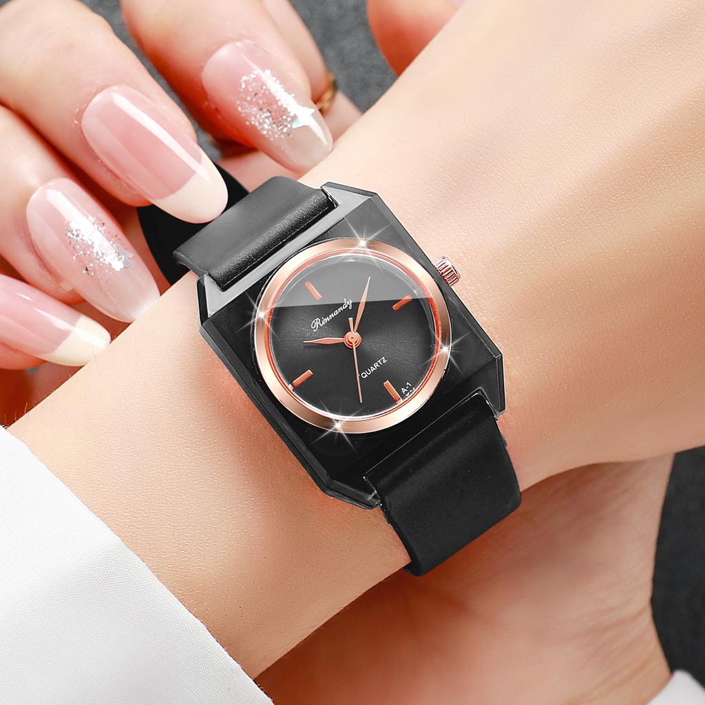 Xiaomi 3PCS Fashion Rectangle Women Watches Set Casual Silicone Band Ladies Quartz Wristwatches Relogio Feminino Clock (Without Box)