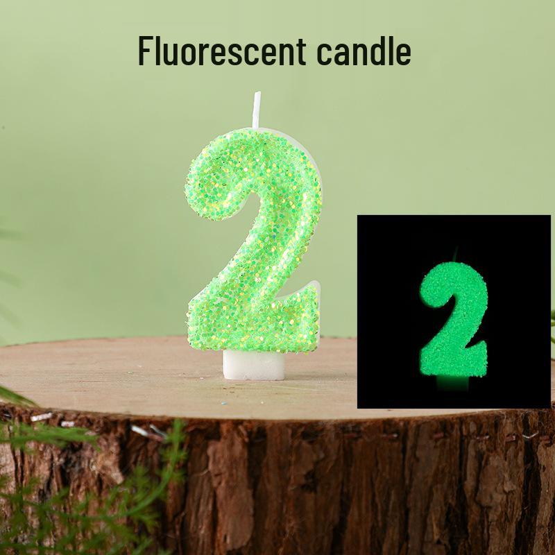 Fluorescent Green Digital Birthday Candles for Kids  Party Cake Decoration