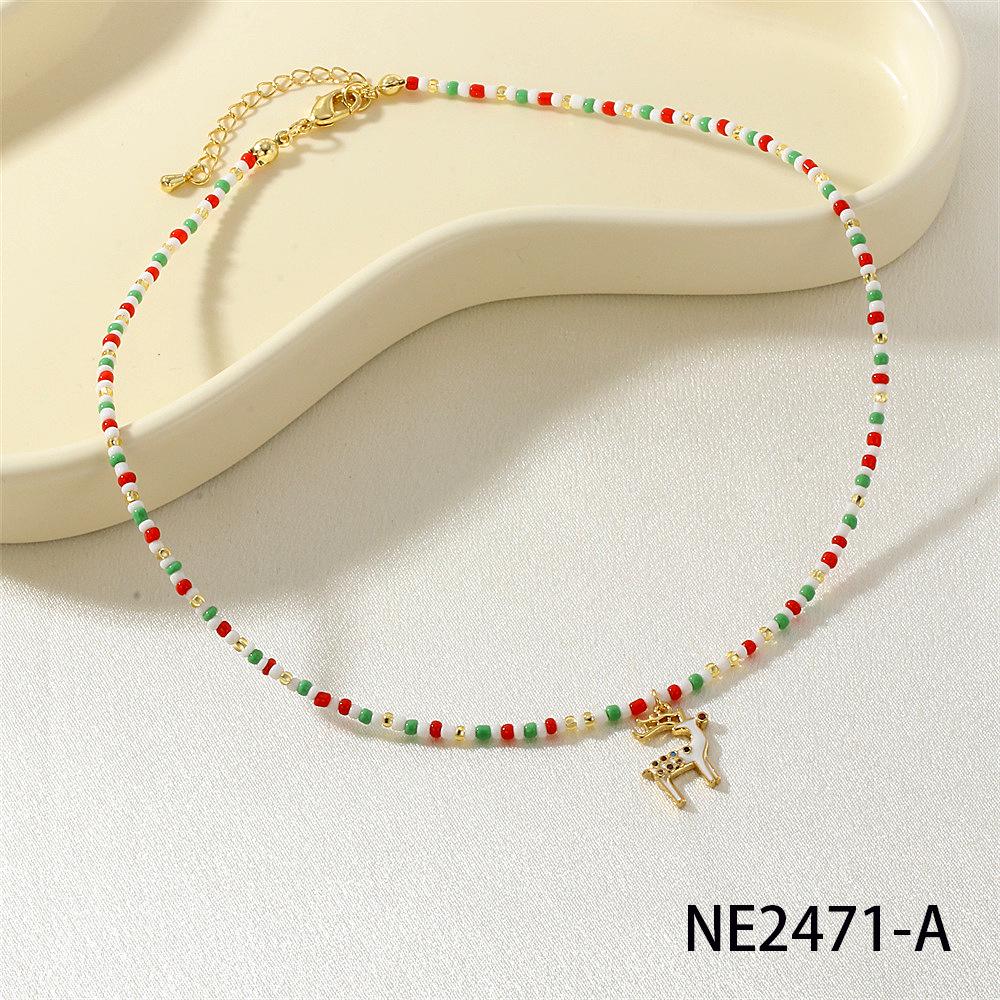 

Christmas Eve Reindeer Bell Necklace - Colorful Handmade Design