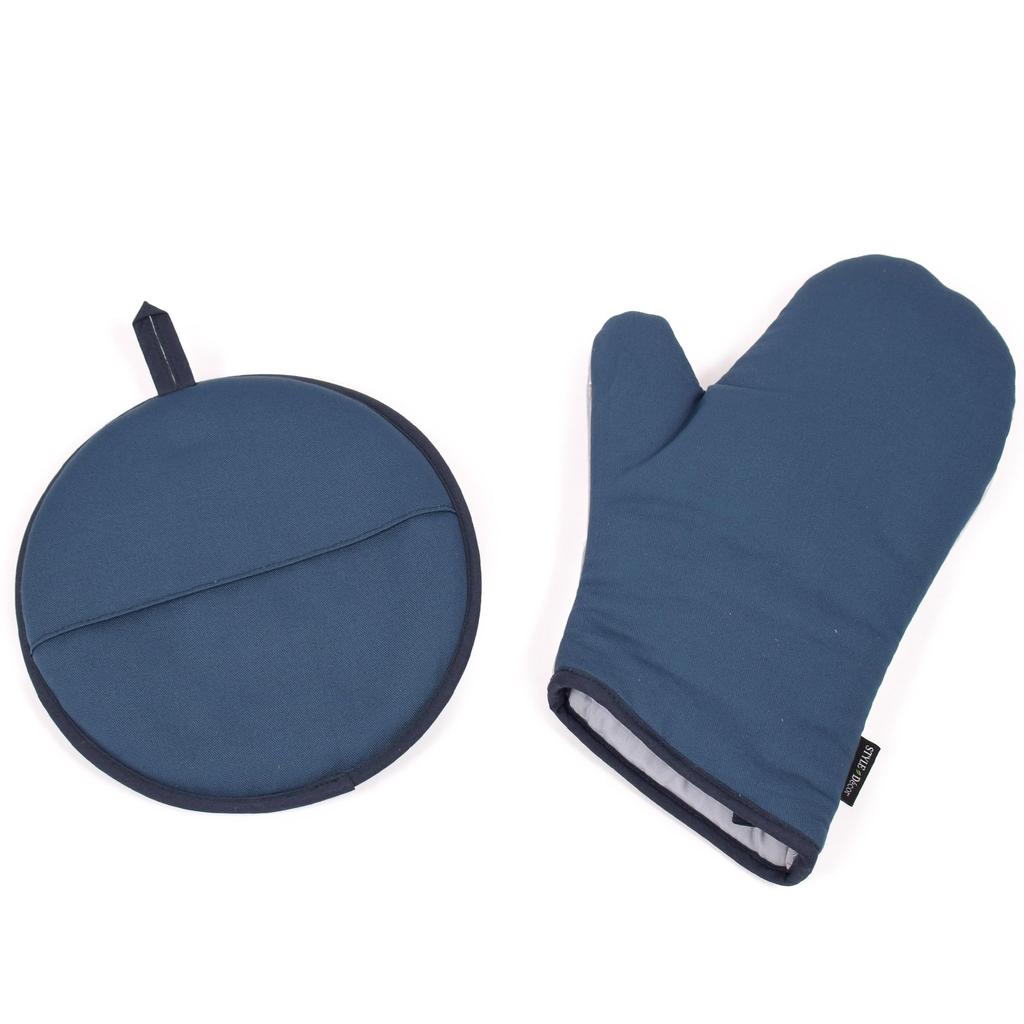 STYLE Decor set Mitten pot set Apron Kitchen Cooking Navy blue Gift Celebration Stylish Cute STYLE Decor W8702000 2-piece