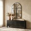 Arched Wall Mirror Set of 3, Window-Shaped, Tempered Glass, 80 x 120 cm, Black