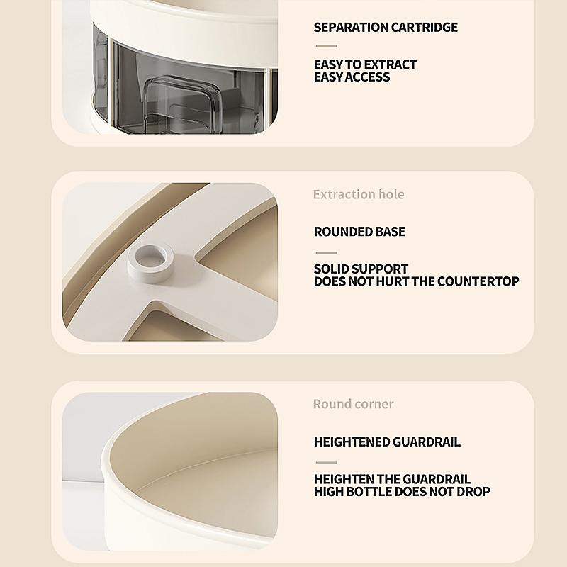 360° Rotation Spice Rack Pantry Cabinet Non-Slip Seasoning Storage Turntable Kitchen Bathroom Cosmetic Salt Shaker Organizer