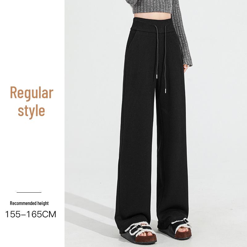 Kalhoty dámské s vysokým pasem a širokými nohavicemi v barvě mléčného čaje - Zeštíhlující a stylové pro podzim/zimu 2025