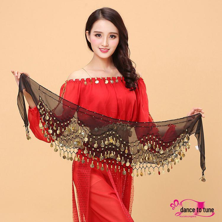 

Індійський танець живота пояс з золотими монетами - Аксесуар для костюма для виступу та практики One Size