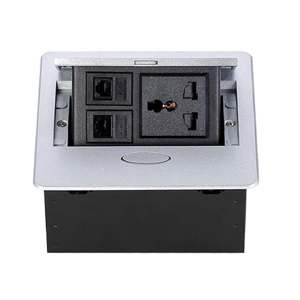 Table Connection Box Conference Room Countertop Desktop Socket Electrical Outlet Strip With 2 Networ