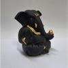 Black Terracotta Appu Ganesha with Gold Color Work for Car Dashboard Home Decor Gifting Diwali Birthday Festivals 3 x 2 Inches