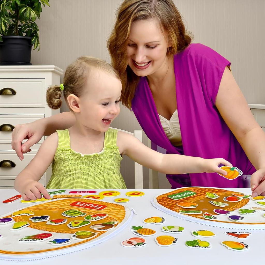 Montessori Busy Board for Toddler Felt Learning Activity BoardCommon Fruits and Vegetables  Sorting Learning for Preschool