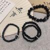 Practical Black Beaded Bracelet Wrist Jewelry Couple String Bracelet for Women Infused with National Style and Graces