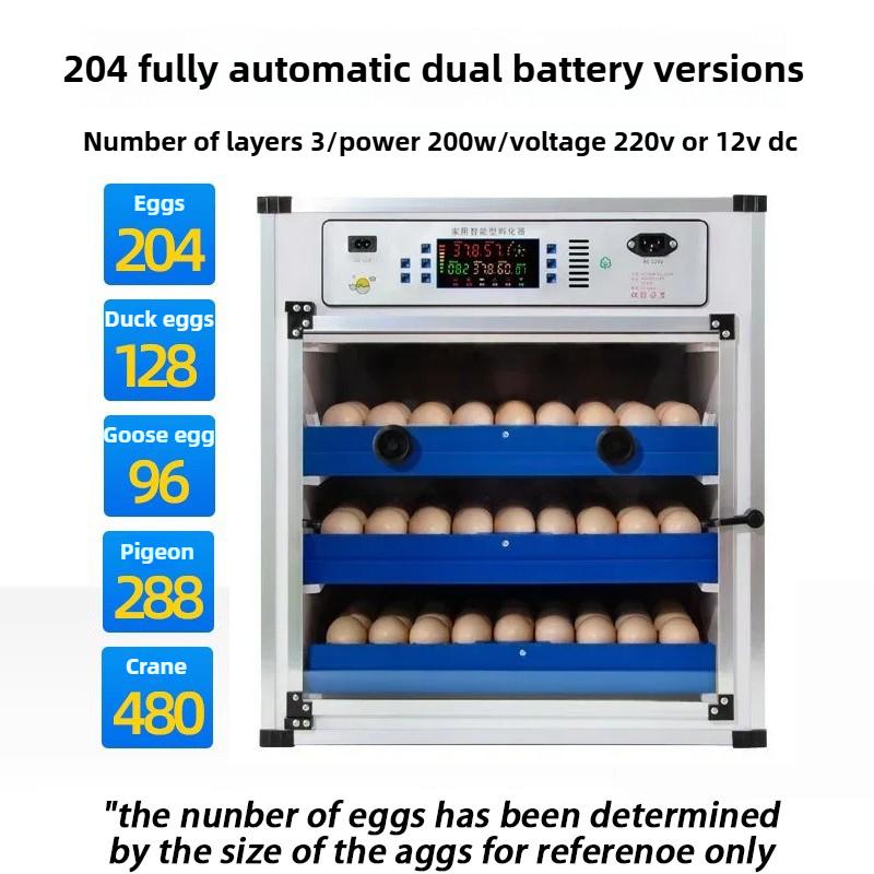 204 Eggs Incubator Automatic Turn Temperature Control Eggs Hatching Machine Chicken Duck Goose Incubator Farm Animal Supplies