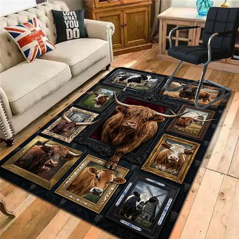 Cattle Collection Pattern Rug Floor Mat for Living Room or Bedroom Soft and Comfortable Carpet a Gift for Birthday and Holiday.