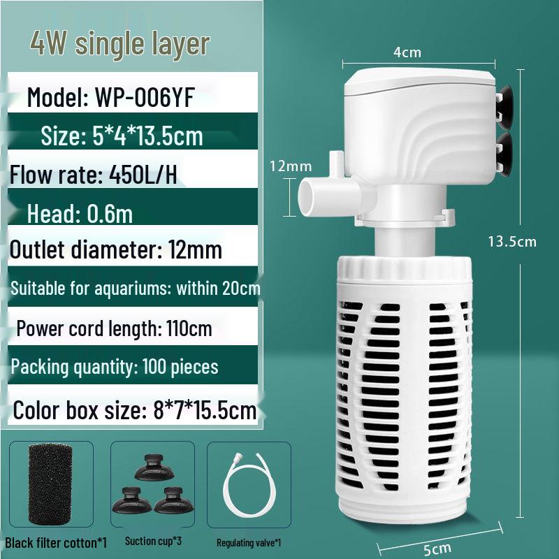 

Silent Aquarium Water Pump: 3-in-1 Internal Filter for Circulation, Filtration & Purification