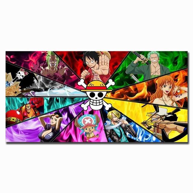 

Классические японские аниме ONE PIECE художественные картины, печать на холсте, аниме-постеры и принты, картинки для детей, спальни, домашний декор, без рамки 20*40cm
