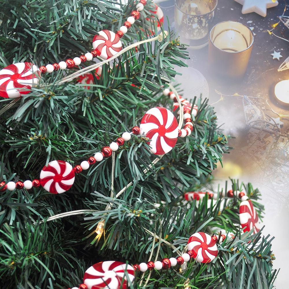 Acrylic Christmas Peppermint Bead String Lollipop Wreath Candy Pendant  Kids