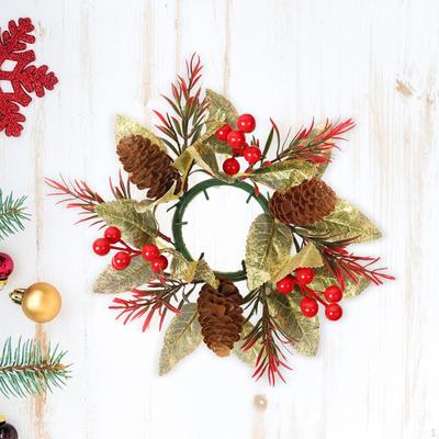Pillar Candle Ring Artificial Wreath Candleholder Garland Autumn Rings for
