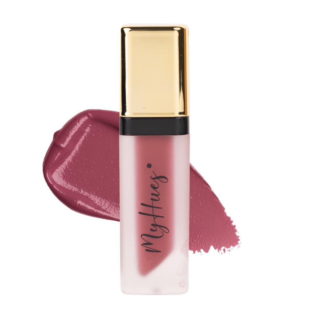 MyHues Lip Comfort Matte Liquid Lipstick | Transferproof, Airylight, Waterproof Lipstick Formula, Longlasting | With Tripeptides & Shea Butter |