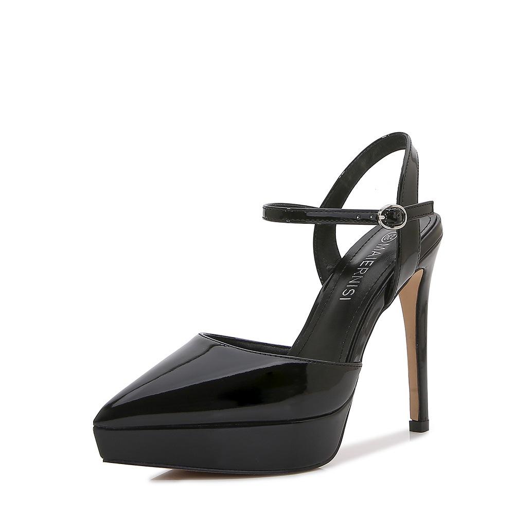 2022 Spring New One Buckle Women Pointed Toe Thin Heel Pumps, Korean Sexy Hollow Strap Shallow Mouth Ladies Shoes