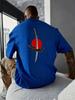 Unisexs Summer Crew Neck Short Sleeve T Shirt Back Print Japanese Katana Red Sun Cloud White Tee Streetwear LooseCasual Fashion Top