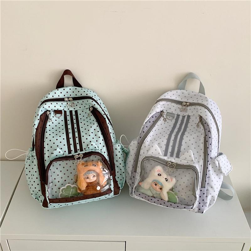 Schoolbag Polka Dot Student Schoolbag Large Capacity Transparent Pain Bag Commuter Leisure Student Schoolbag Two-dimensional Transparent Pain Bag