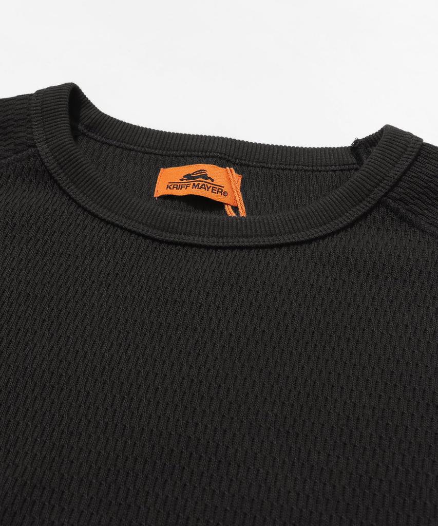 [CLIFMEYER] Honeycomb Waffle Long-Sleeve T-Shirt for Men, Medium, Charcoal