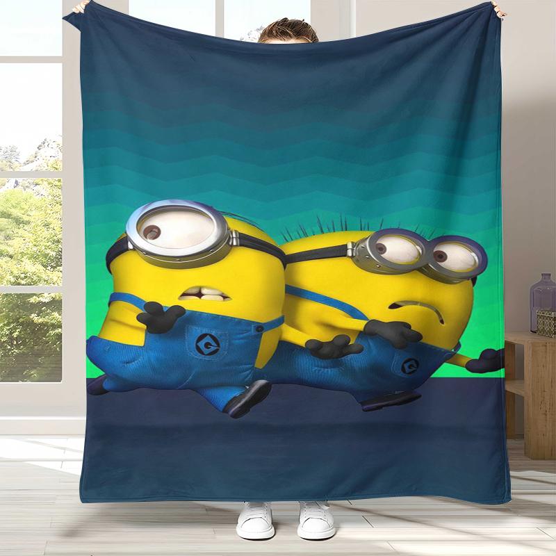 

Cute Minions cartoon Flannel Blanket,Ultra Soft Warm Plush Throw for Home Bedroom Bed Sofa Cover Camping Picnic gift kids 75x90cm