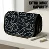 1pc Double Layer Flip Pencil Case, Black Cat Playful Sketch, Large Capacity, Portable Polyester Pen Storage Bag with Zipper Closure, Ideal for School