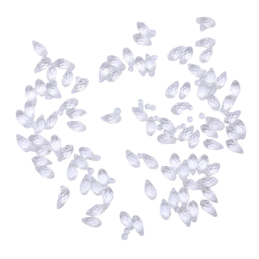 100x Crystal Glass Faceted Beads Charm Pendants Drilled DIY Craft Clear