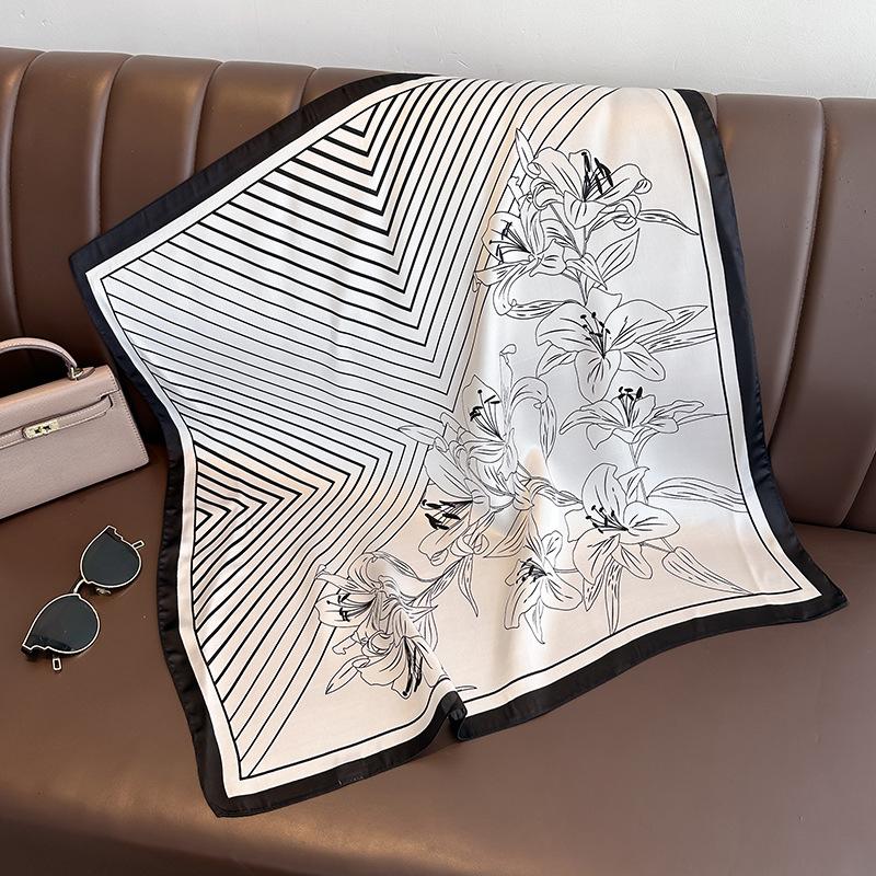 70*70cm Luxury Brand Imitation Silk Square Scarf for Women Satin Shawls Scarves Hjiab Bandana Hair Band Wrist Fashion