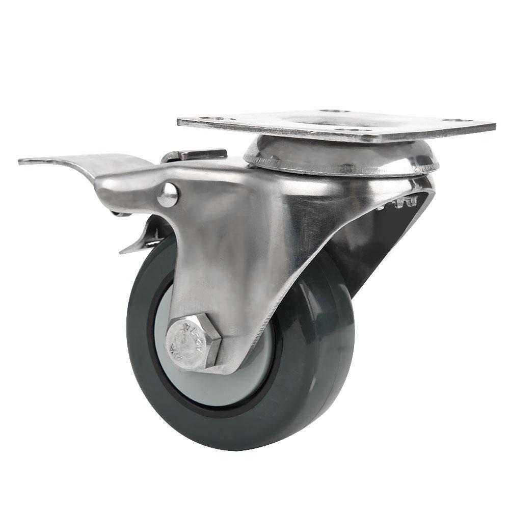 

1,5-дюймовый полипропиленовый тормозной универсальный ролик из нержавеющей стали 304, бесшумный ролик для тележек