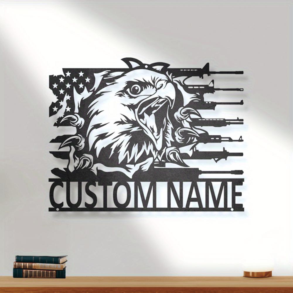 Customizable Name Metal Wall Art Military Patriotic Decor Living Room Gift