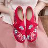 Prunkwinde Prunkwinde Blume Stickerei Blume runder Kopf Frühling und Herbst Damenschuhe Einzelne Schuhe Canvas bestickte Stoffschuhe