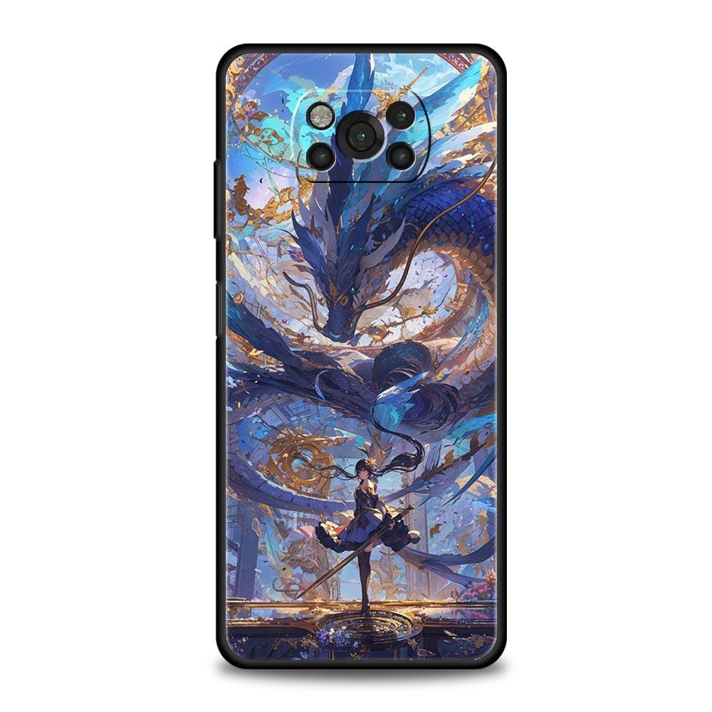 

Genshin impact dragon Genshin Zhongli Phone Case For For Xiaomi Poco X6 X5 Pro X4 X3 NFC F5 Pro F4 F3 GT M5 M4 Pro 5G M3 Cover Poco X3 Pro