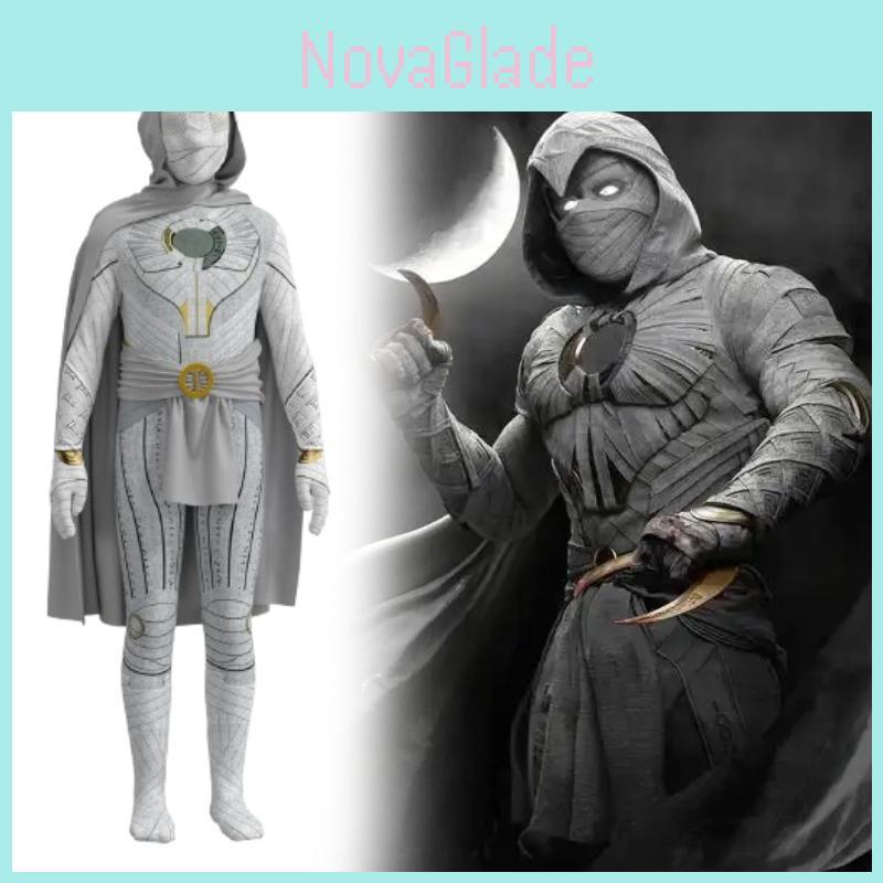 Moon Knight Costume For Adults Kids Marvel Movie Cosplay Jumpsuit With Cape For Role Play