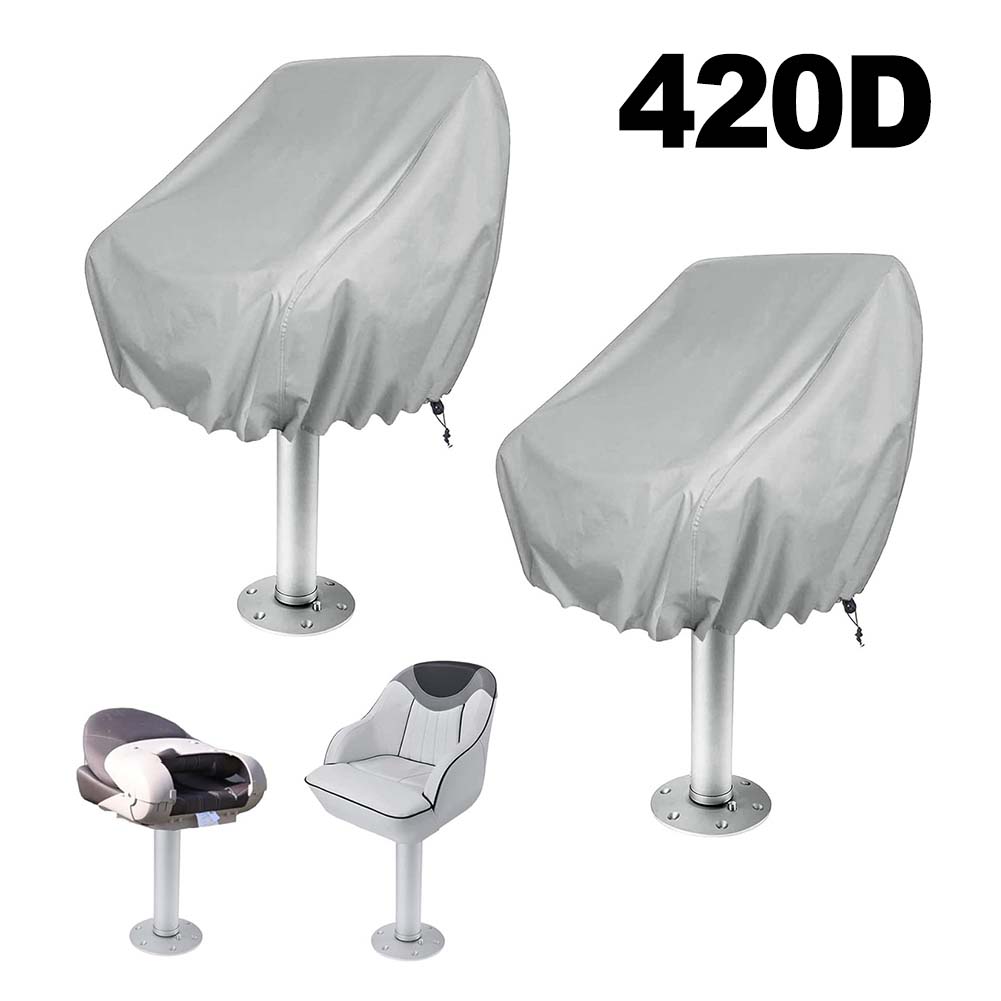 Captain's Seat Dust Cover 2 Pack Waterproof Boat Seat Covers UV Resistant Oxford Fabric Seat Dust Cover Waterproof Sunscreen