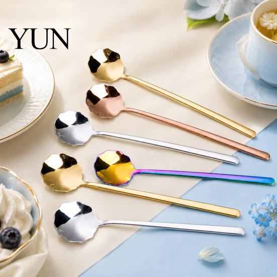 Safe Baby Feeding Utensils 304 Stainless Steel Lace Dessert Spoon, Coffee Stirring Spoon Compact Spoons for Bird Nest Jam Kids, Metal Teaspoon