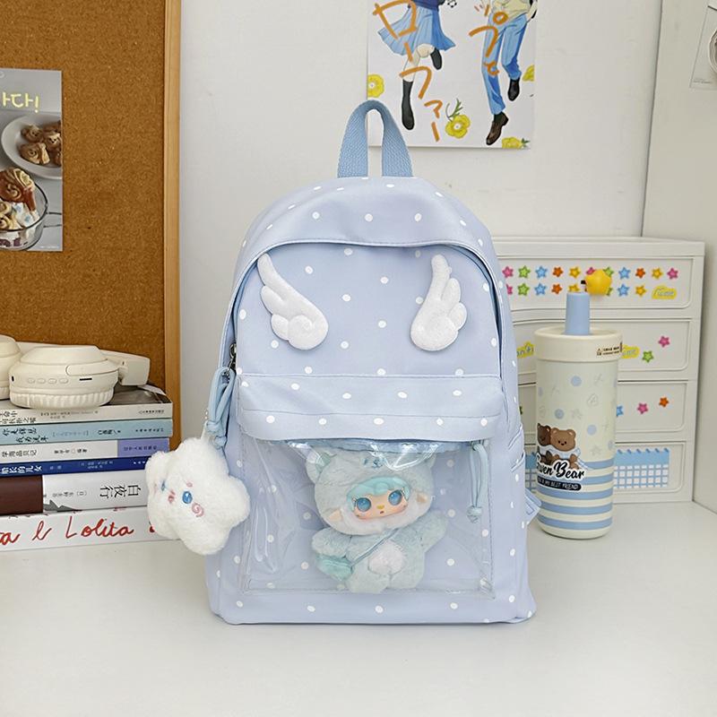 Schoolbag Japanese Two-dimensional Transparent Baby Bag Cute Backpack Trend Polka Dot High-value Female Student Schoolbag Bar Pain Bag