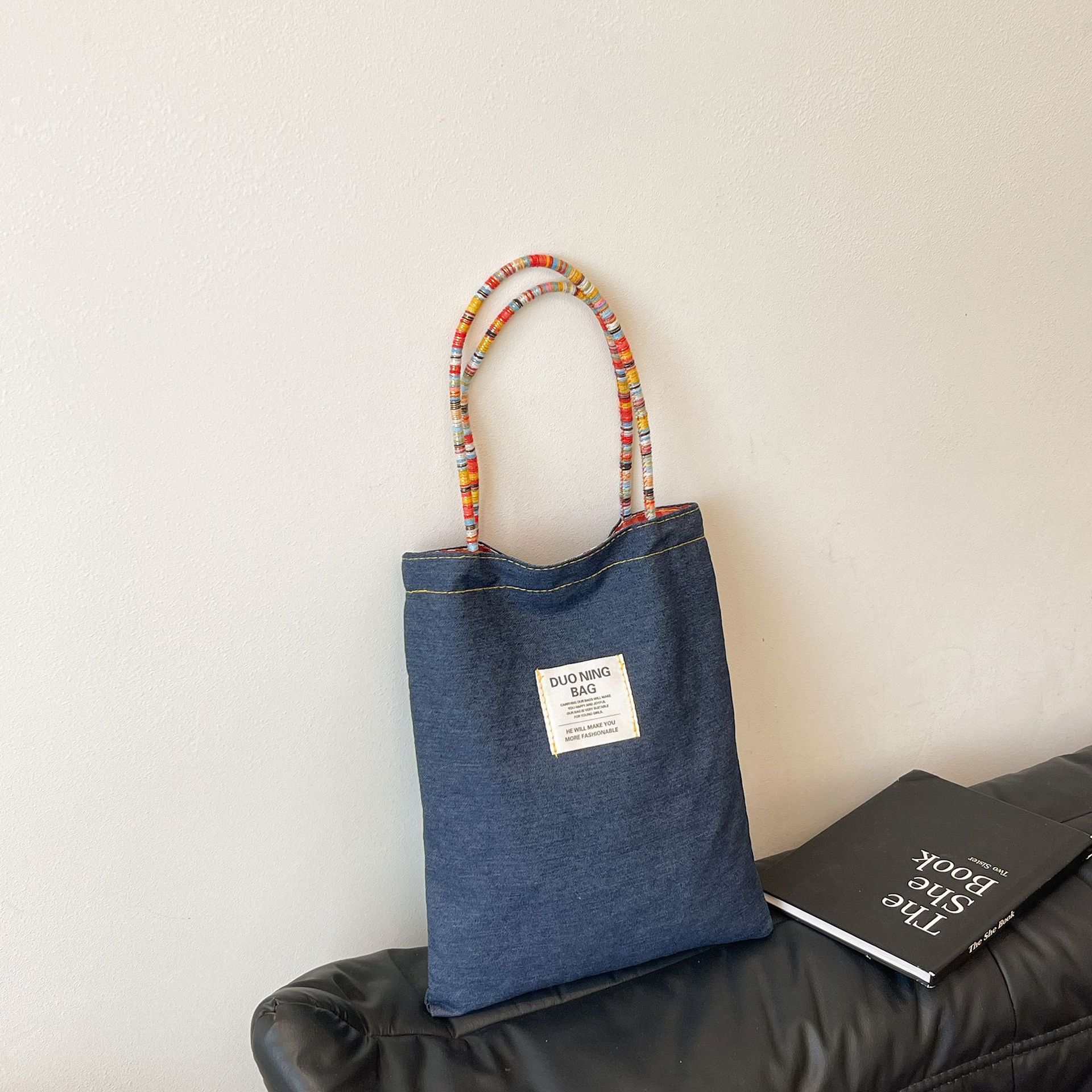 

Denim bag women s 2025 new popular casual versatile shoulder bag large-capacity class tote bag