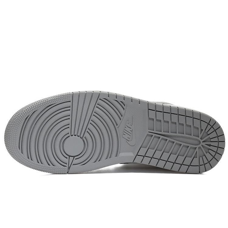 Jordan Air Jordan 1 Cushioning Slip Resistant Mid top Vintage Basketball Shoes Men's Gray White 554724-092(Team366-)