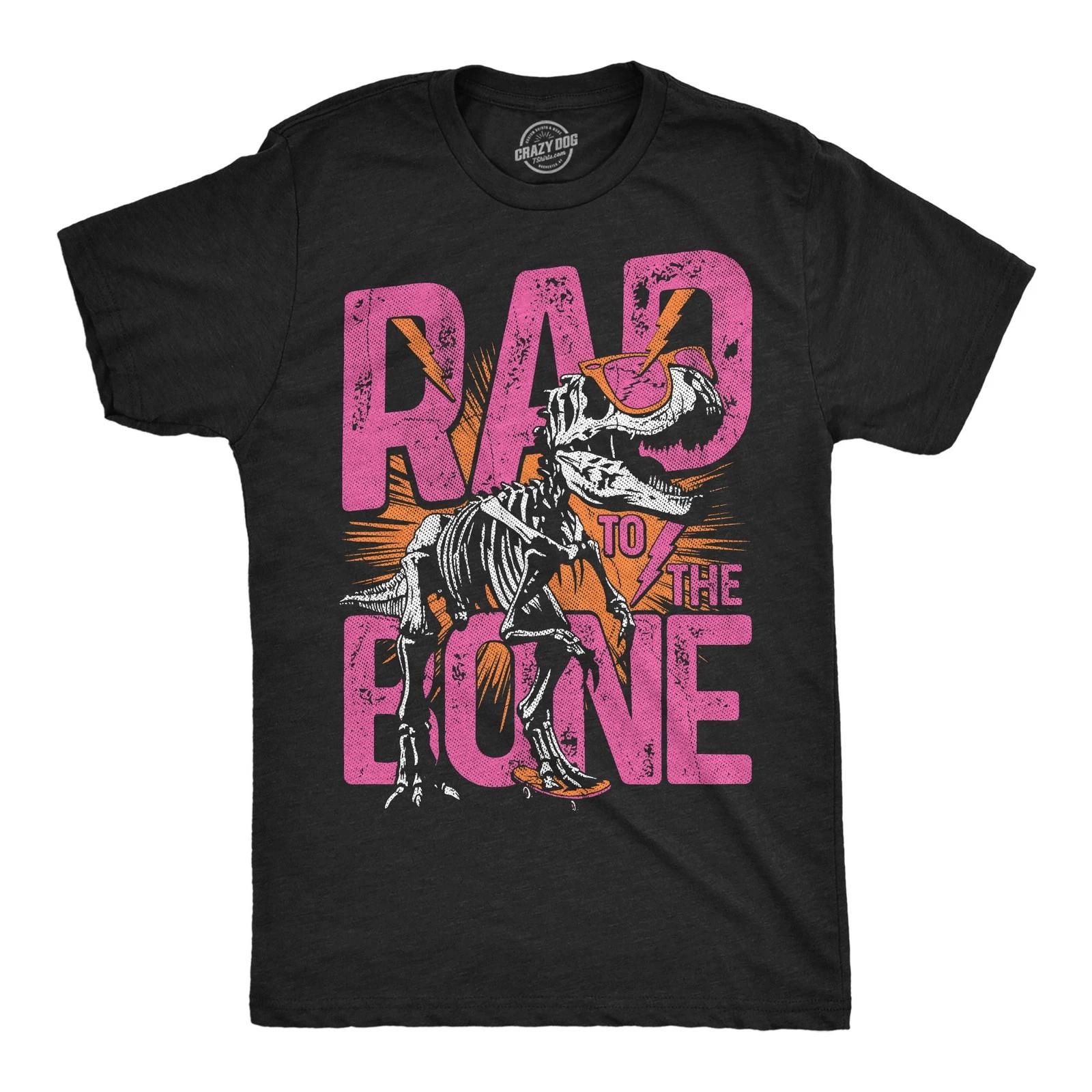 Mens Funny T Shirts Rad To The Bone Sarcastic Dinosaur Graphic Novelty Tee For XXL