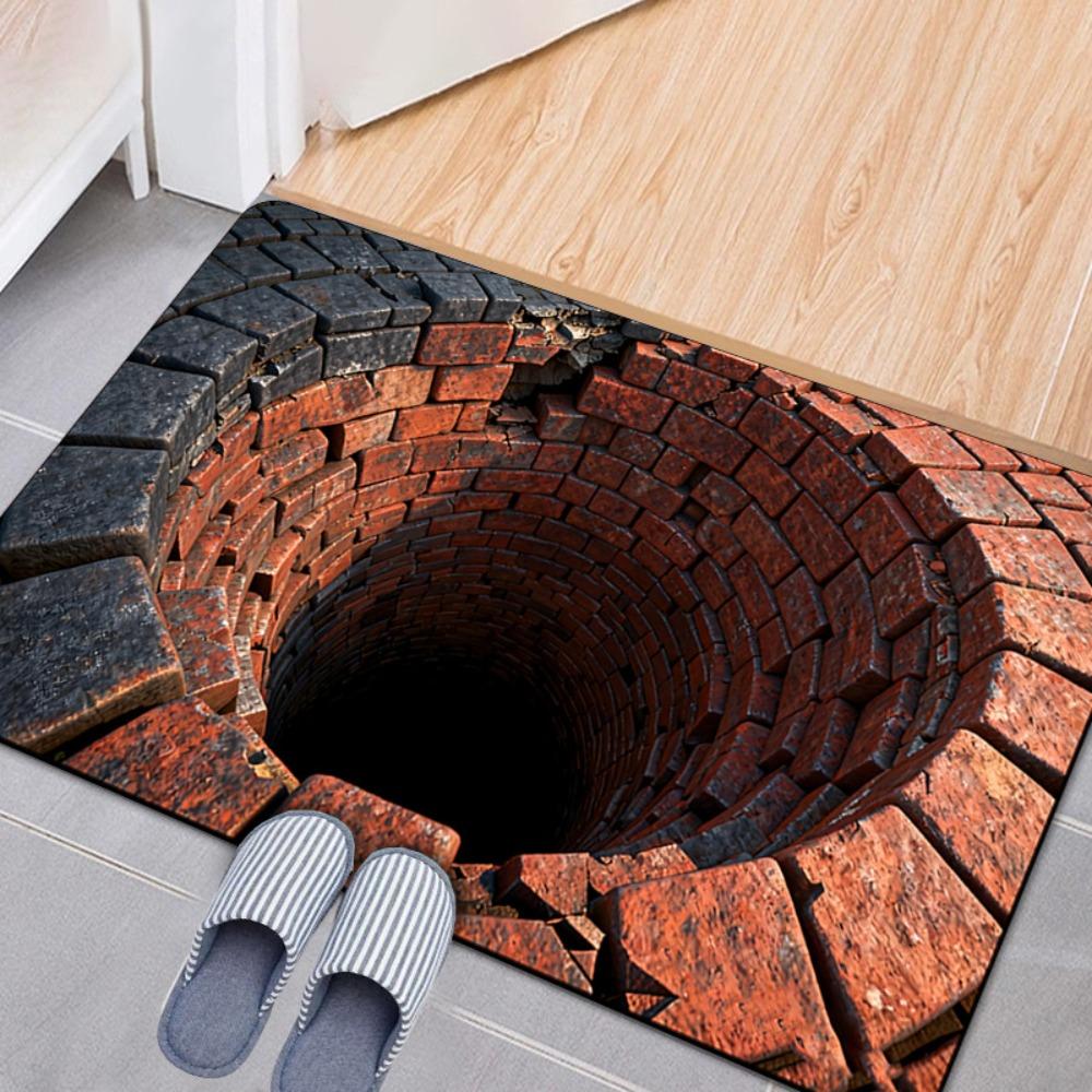 Non-slip Optical Illusion Doormat 3D Flat Bedroom Door Rug Creativity Bathroom Carpet  Home Decor