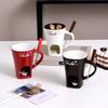 130ML Sweet Chocolate Fondue Cup,Creative Ceramic Mug for Home Party,Chocolate Cheese Melting Supplies with Fork for Kitchen